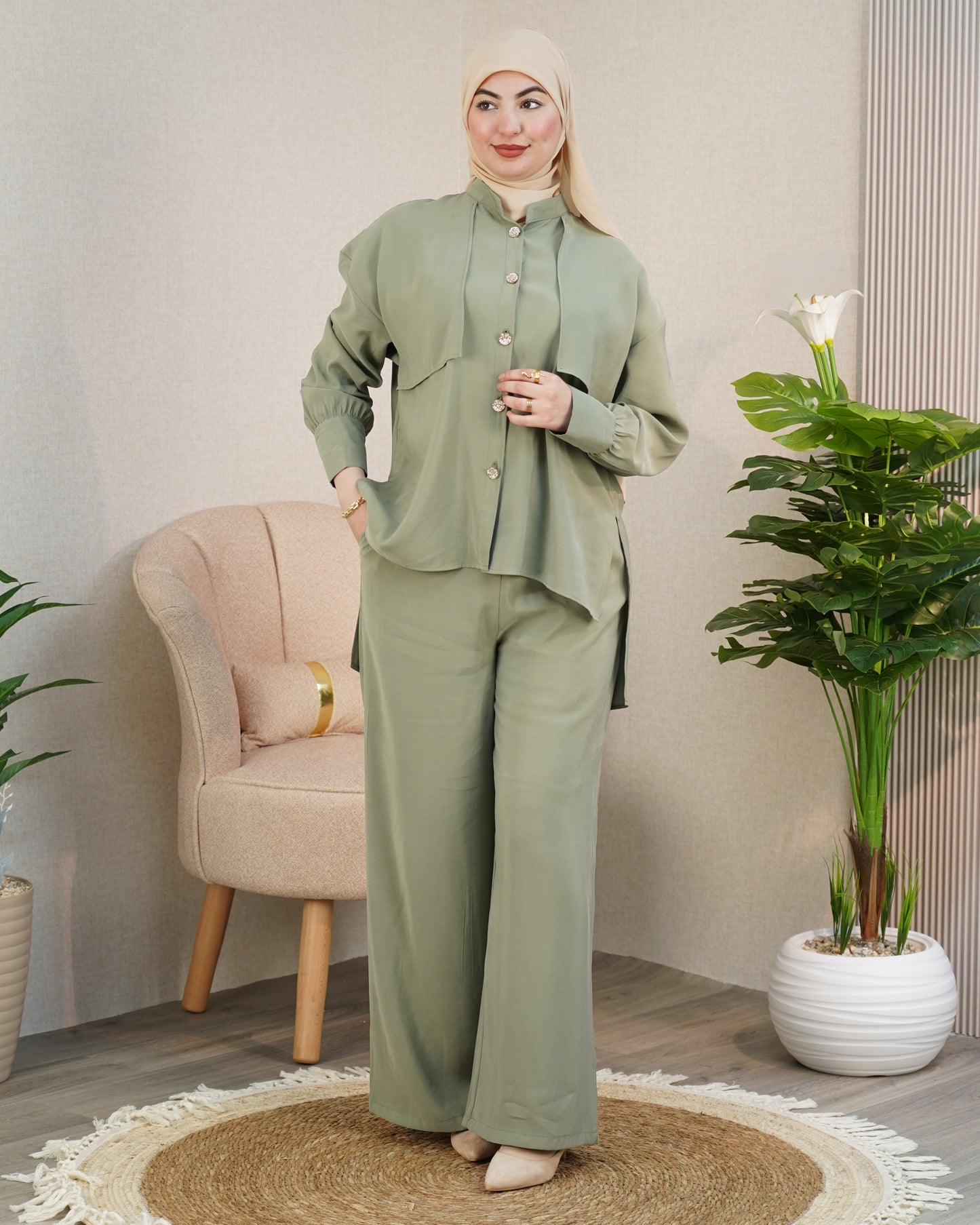 Ensemble Waqar — Chemise Drapée & Palazzo