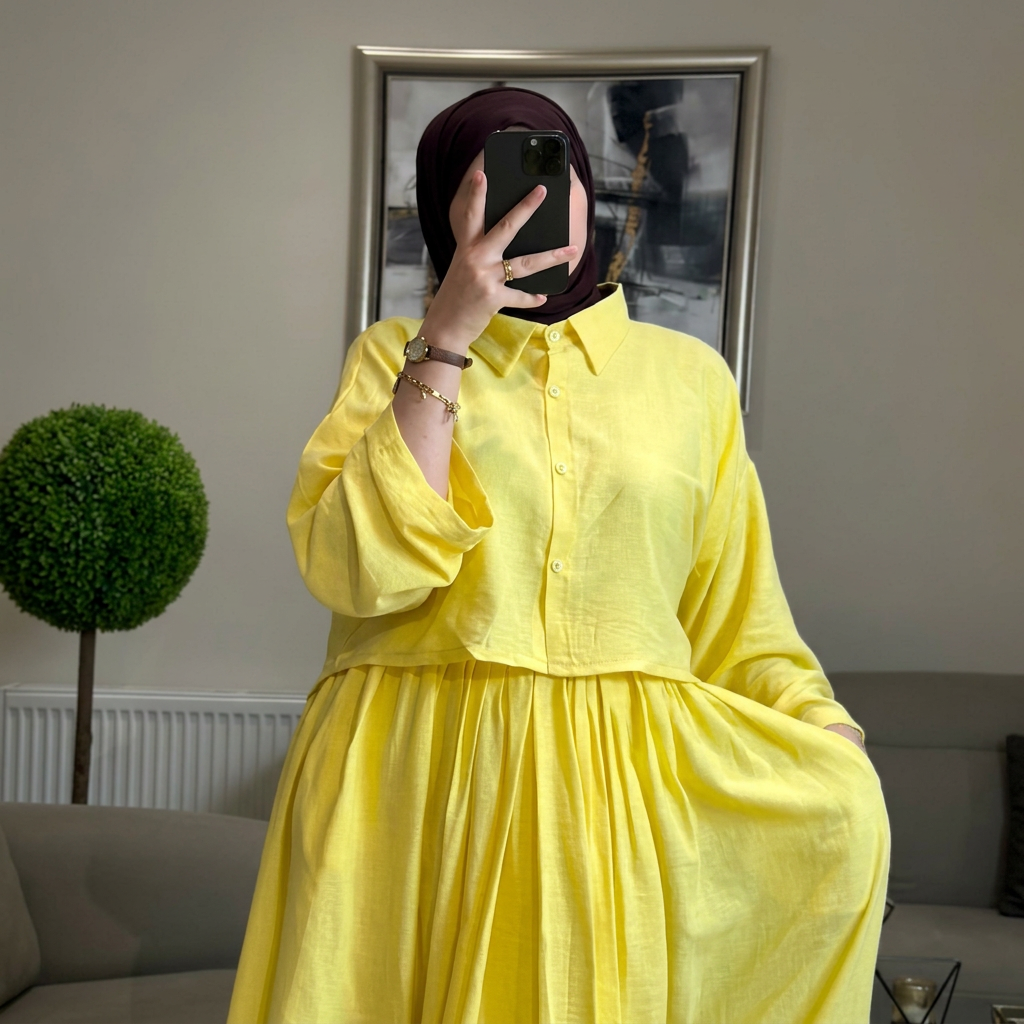 Ensemble Lila — Chemise Courte & Jupe Longue Plissée