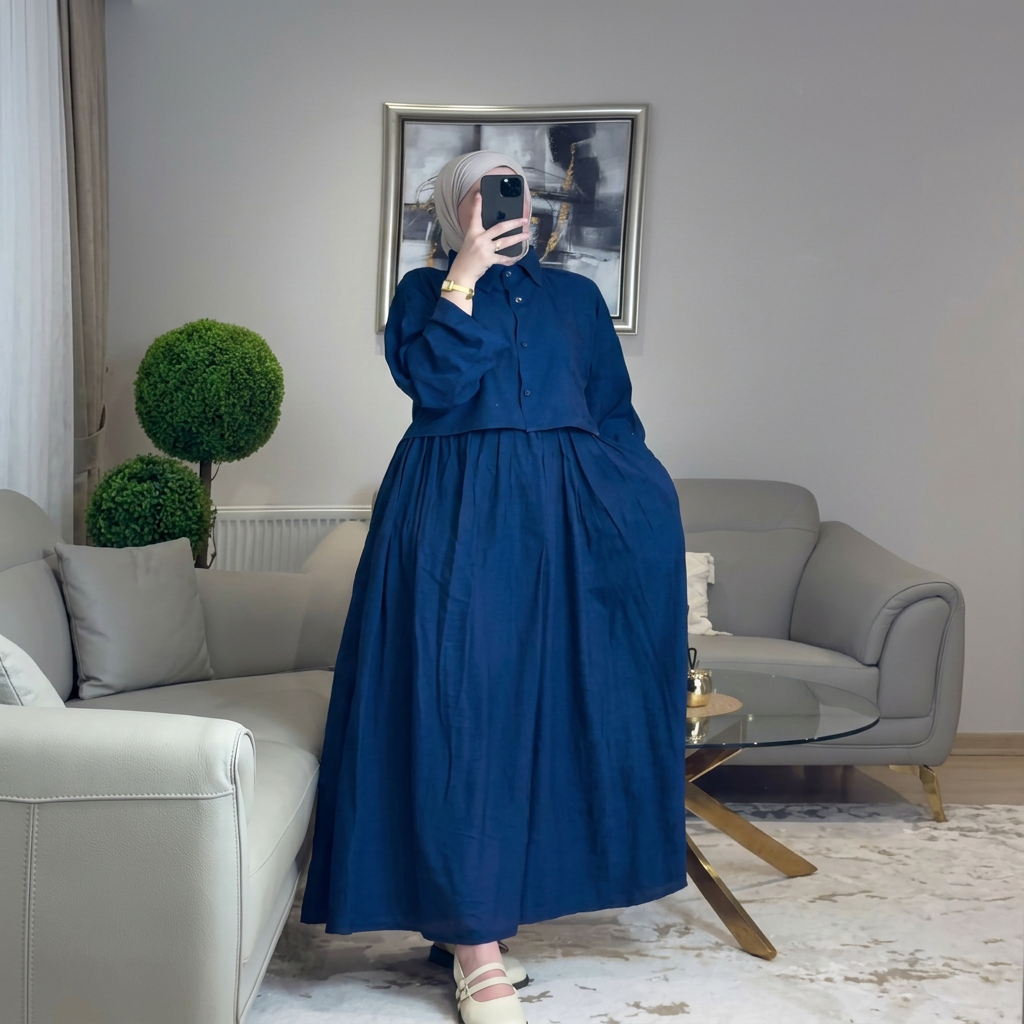Ensemble Lila — Chemise Courte & Jupe Longue Plissée